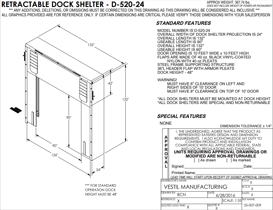 retractable dock shelter diagram